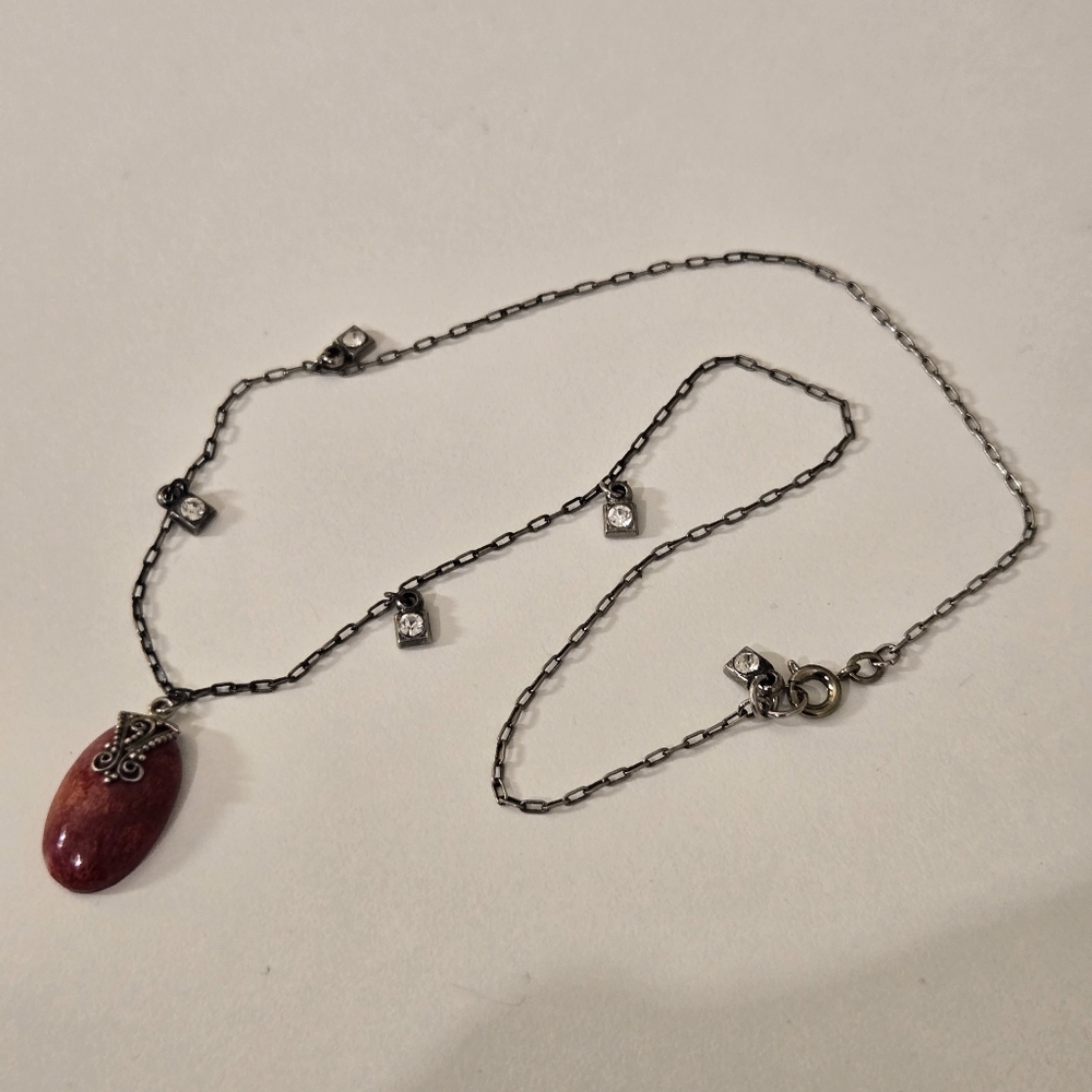 Vintage red sponge coral 925 pendant necklace Whimsigoth Fairy Western Southwest - Picture 6 of 8